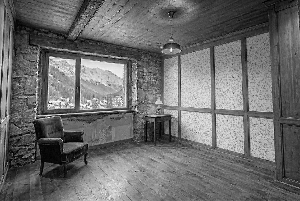 A rénover : chambre dans un chalet. Hekta architecte d'intérieur Tarentaise, Tignes, La Rosière, Sainte-Foy-Tarentaise, Val d'isère, Villaroger