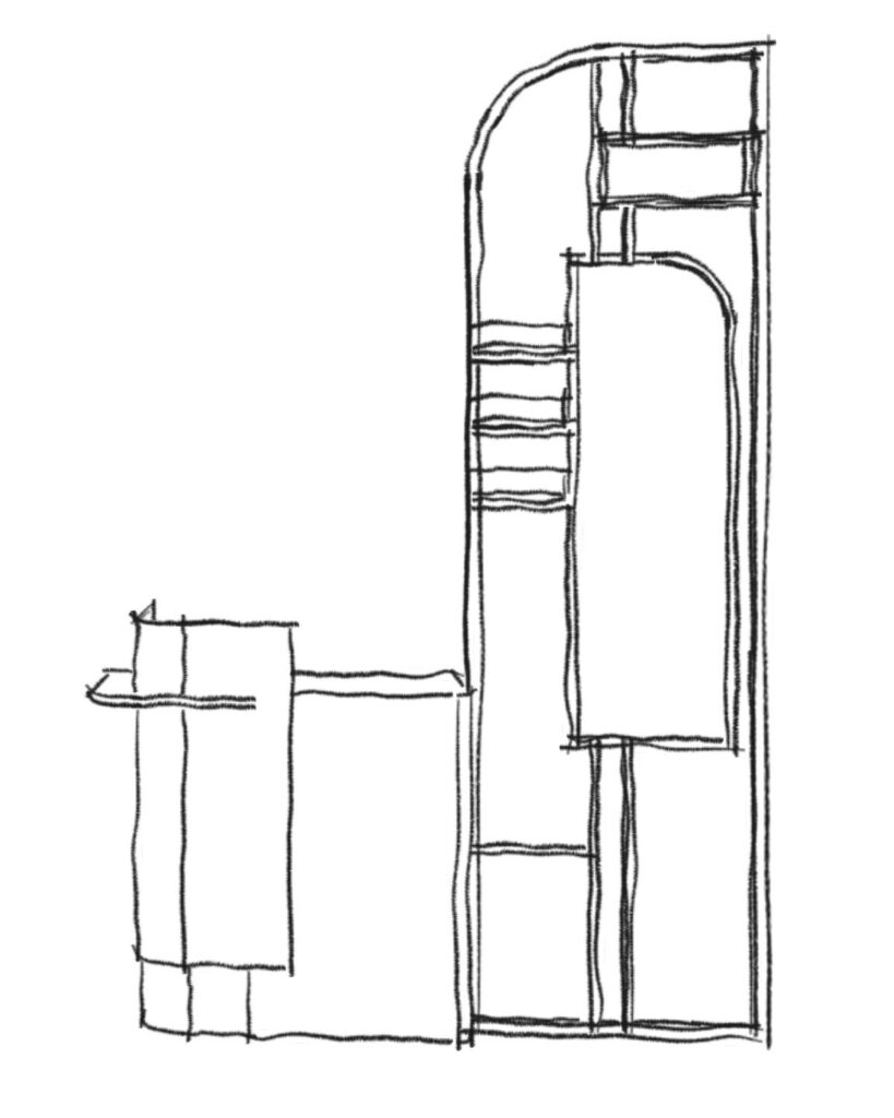 Dessin architecte banque commerce Hekta